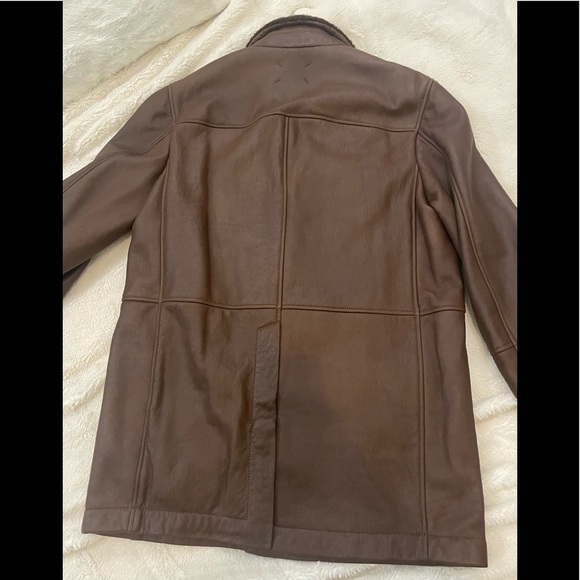 Brunello Cucinelli Mens Shearling Leather Brown Jacket Sz M - Picture 11 of 12